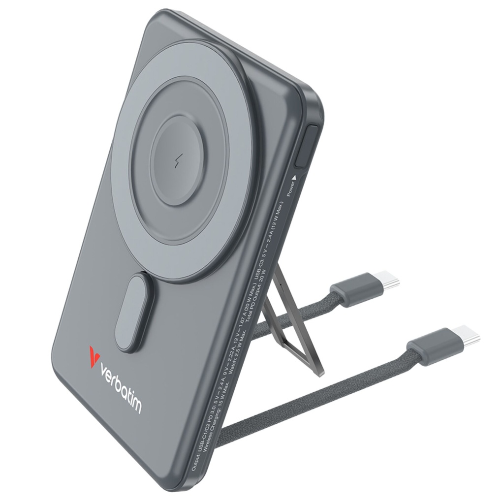 Verbatim Charge´n´Go 2C  5000mAh magn. PB grau inkl.2 Kabel 32251