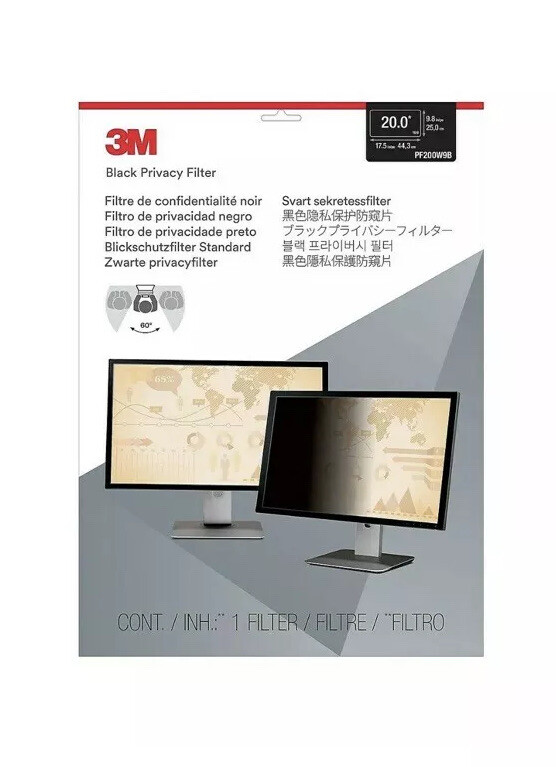 3M PF200W9B Privacy Filter Black for 50,8cm (20,0 ) 16:9