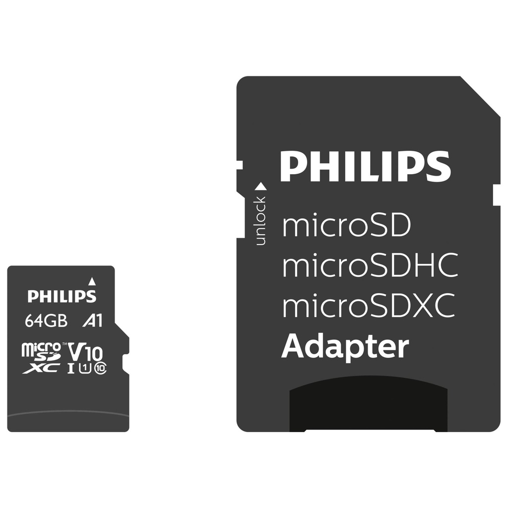 Philips MicroSDXC Card      64GB Class 10 UHS-I U1 incl. Adapter