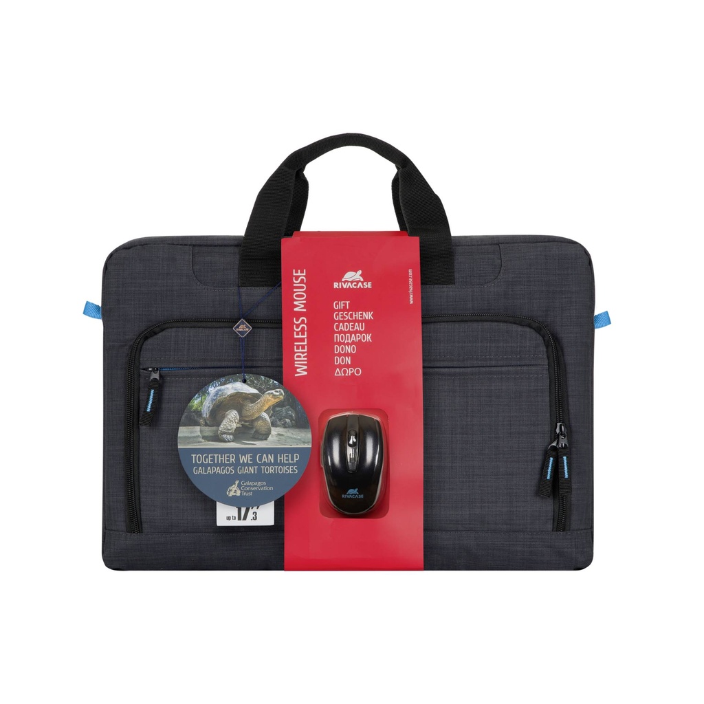 Rivacase 8058 Regent Tasche 17.3  schwarz + kabellose Maus