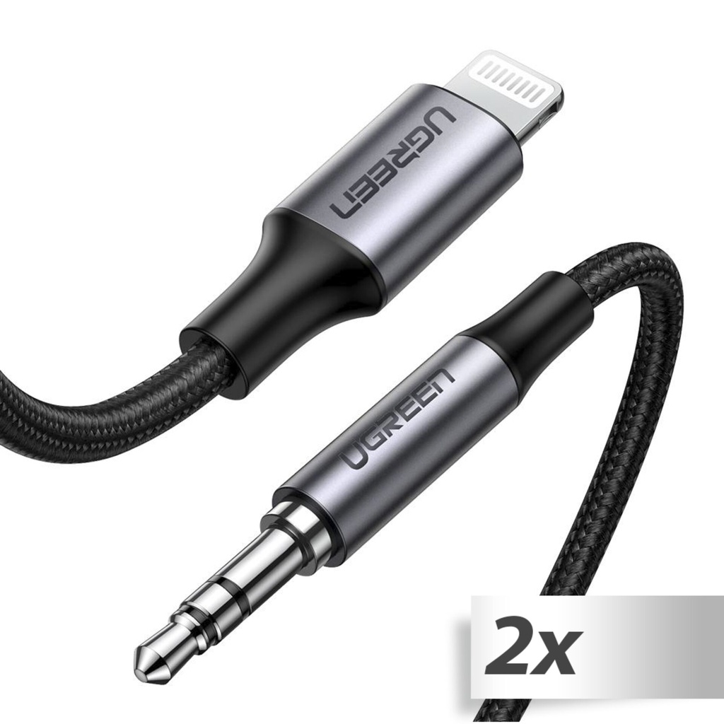 2x1 UGREEN Lightning To 3.5mm Adapter Cable 1m