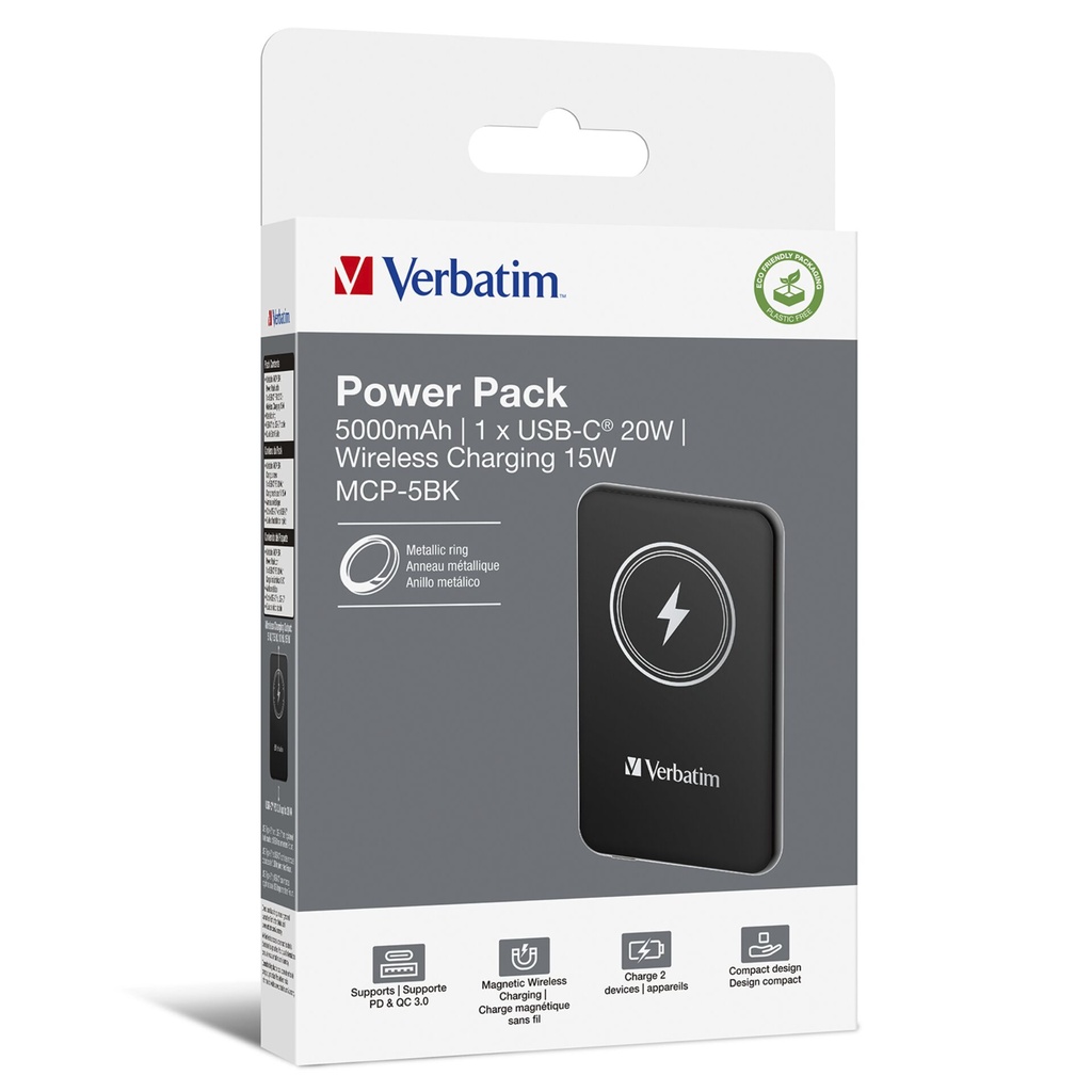 Verbatim Charge´n´Go magn.wirel. Power Bank black 5000mAh   32240