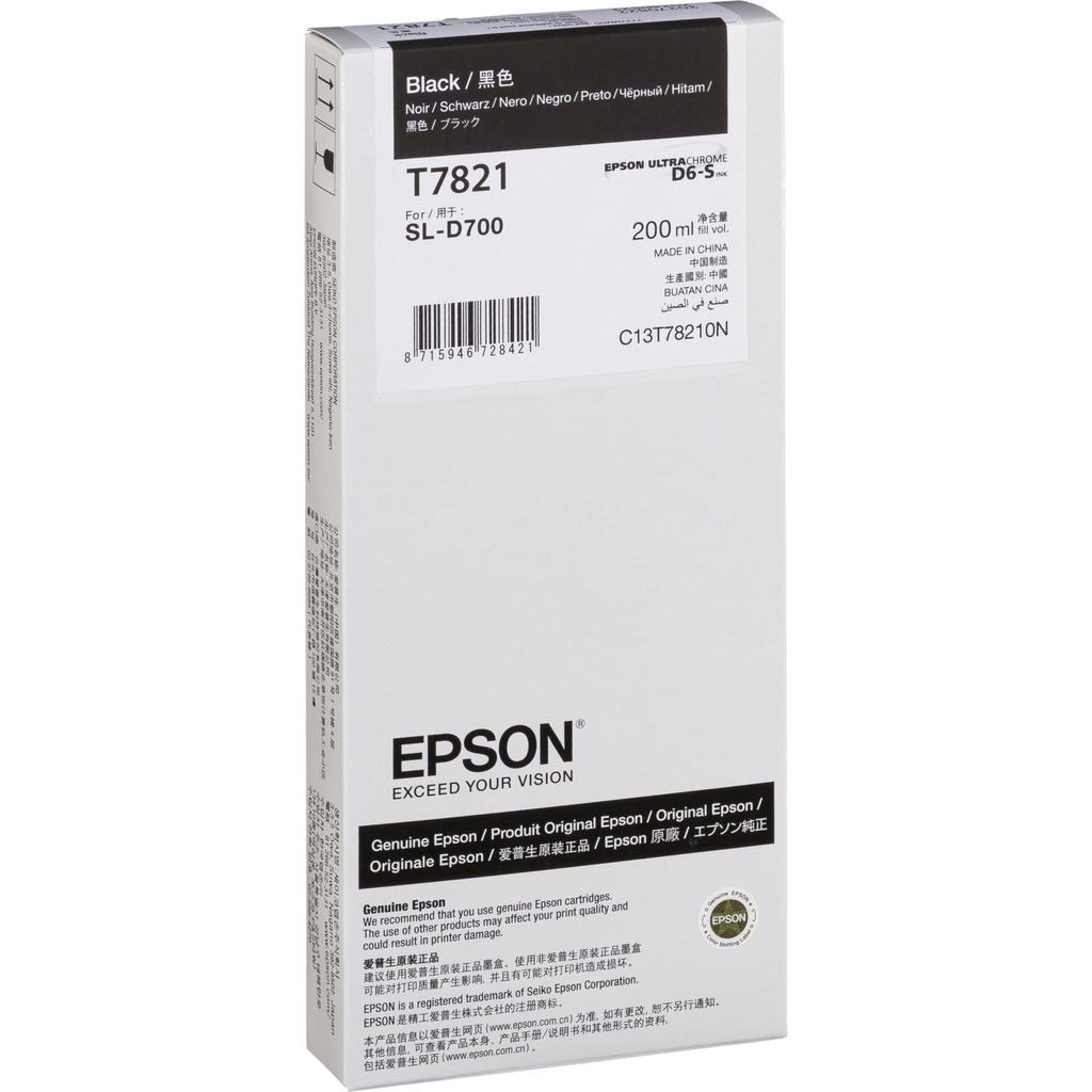 Epson Ink Cartridge black T 782 200 ml             T 7821N