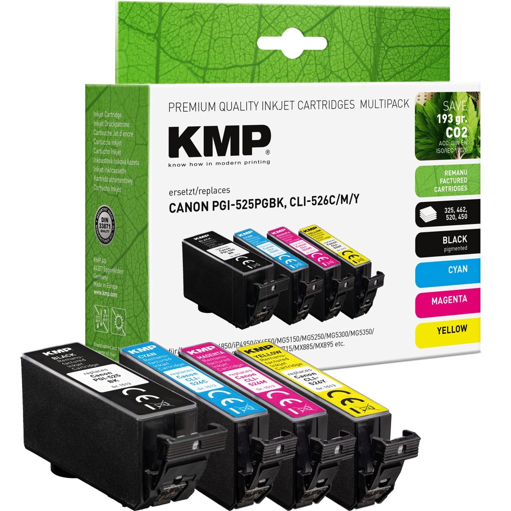 KMP Multipack replaces Canon PGI-525/CLI-526 C/M/Y