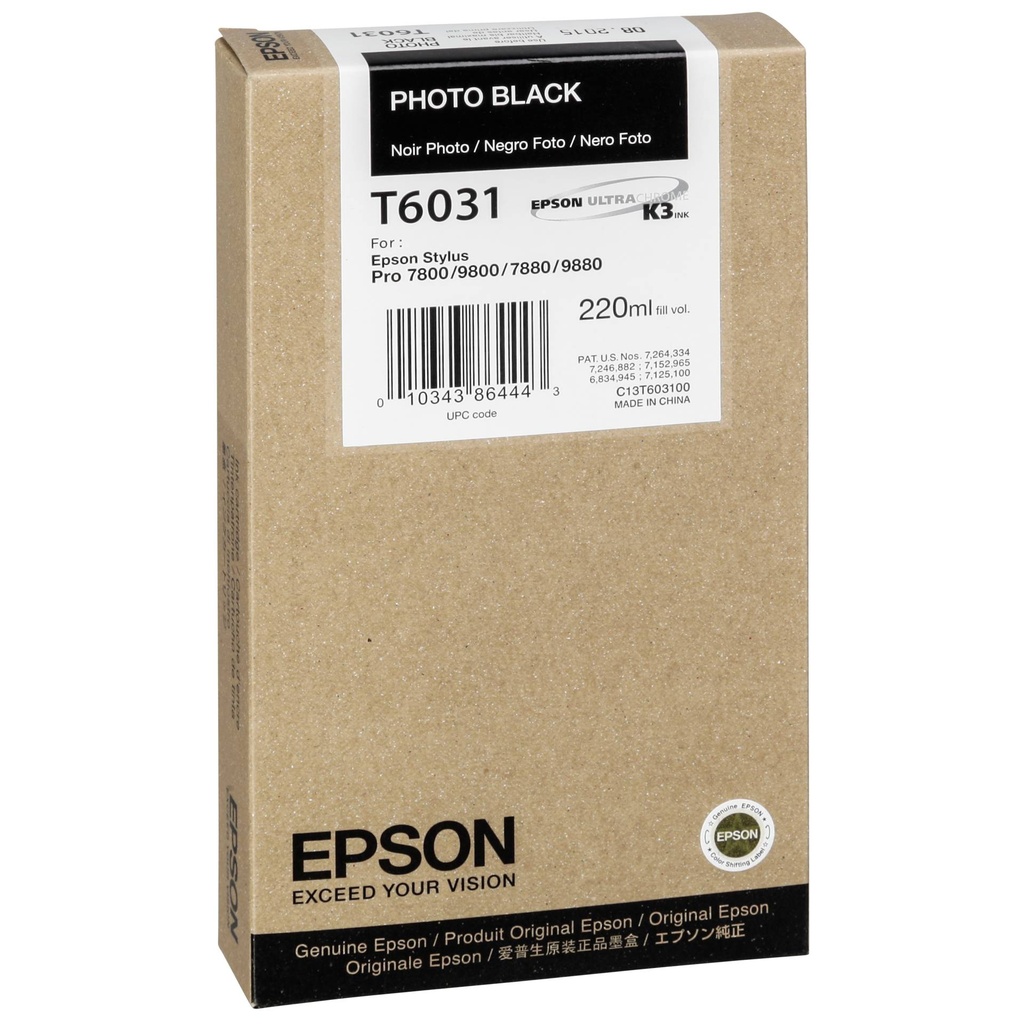 Epson ink cartridge photo black   T 603  220 ml     T 6031
