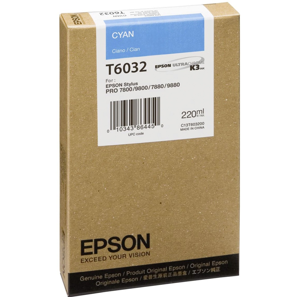 Epson ink cartridge cyan T 603  220 ml             T 6032