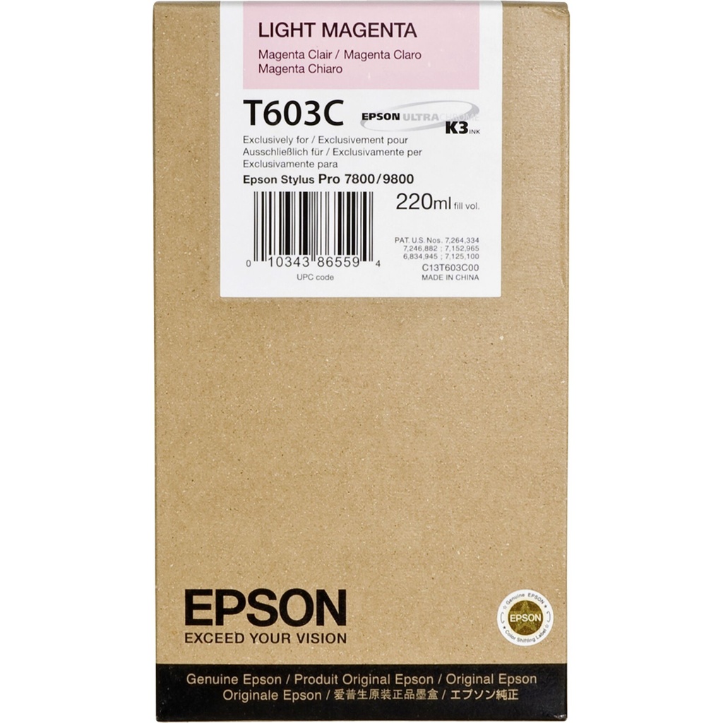 Epson ink cartridge light magenta T 603  220 ml     T 603C
