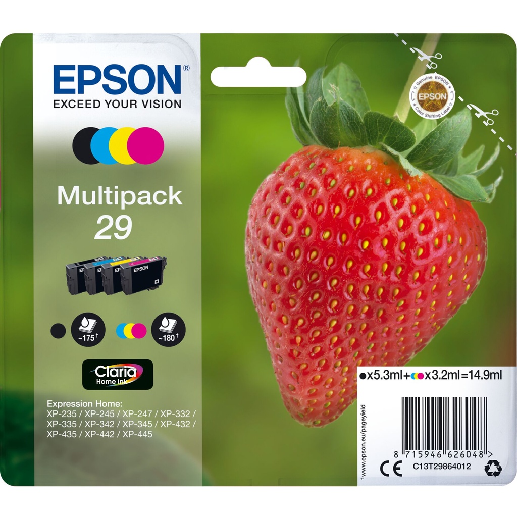 Epson Claria Home Multipack 29 BK/C/M/Y                  T 2986