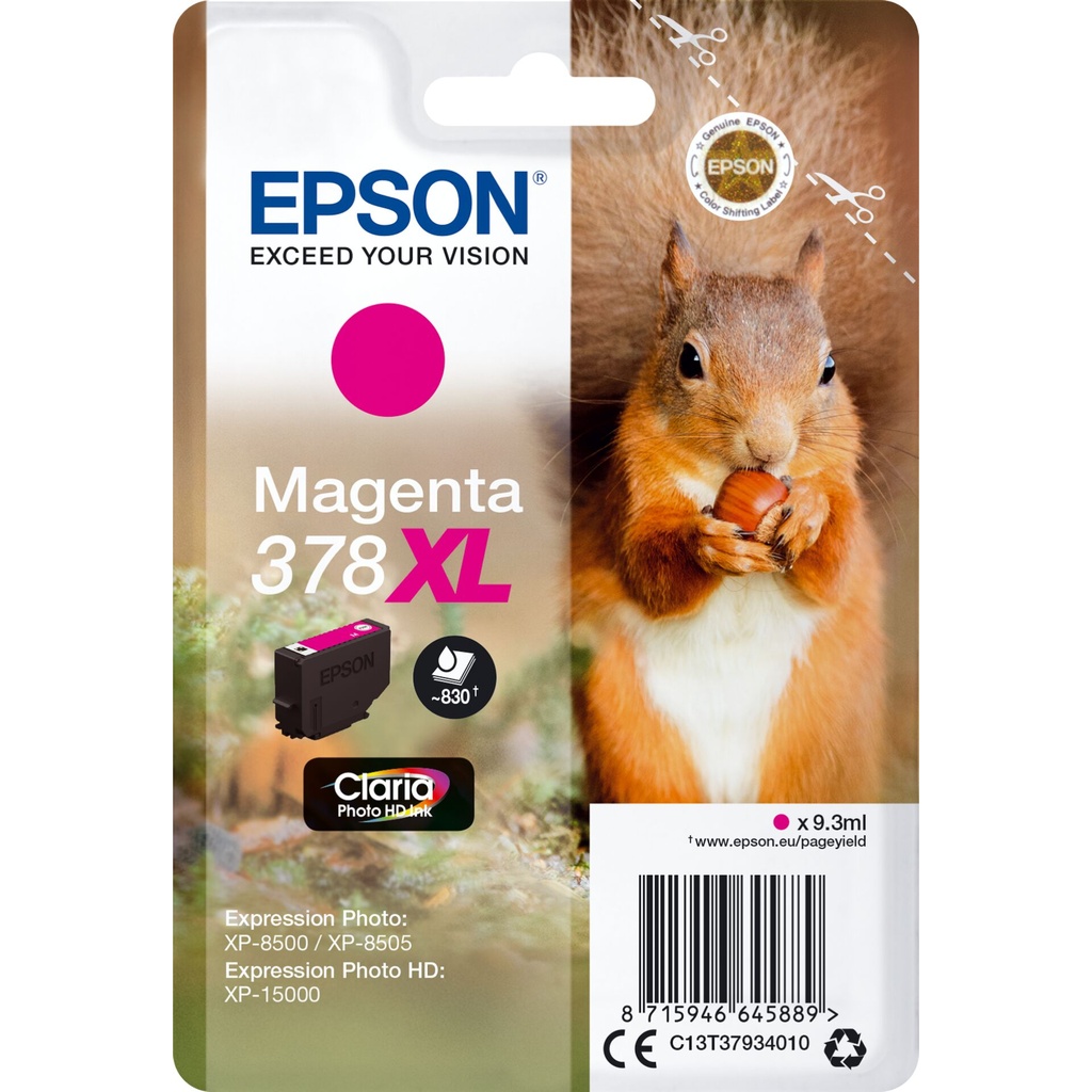 Epson ink cartridge magenta Claria Photo HD 378 XL    T 3793