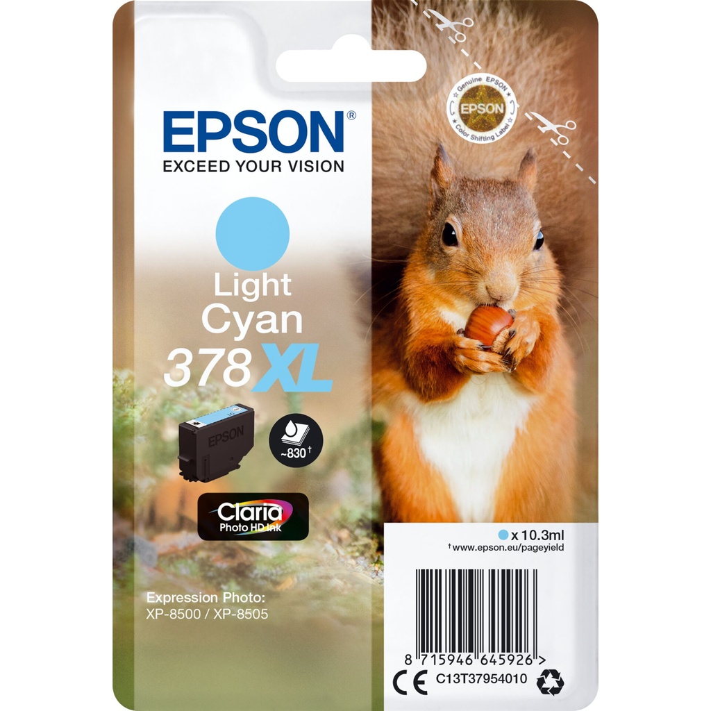 Epson ink cartridge light cyan Claria Photo HD 378 XL    T 3795