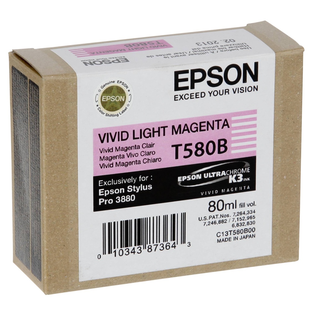 Epson ink cartridge vivid light magenta T 580 80 ml       T 580B