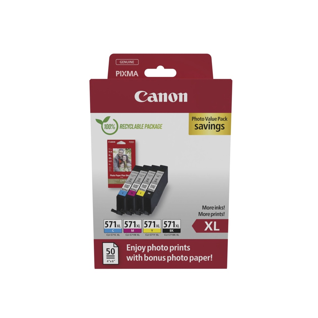 Canon CLI-571 XL BK/C/M/Y Photo Value Pack
