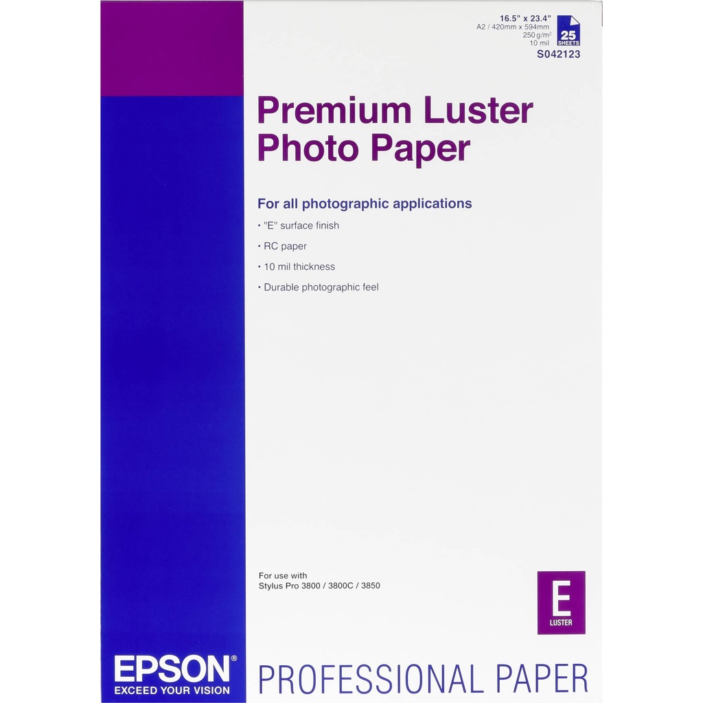 Epson Premium Luster Photo Paper A2 25 Sheet, 250g     S042123