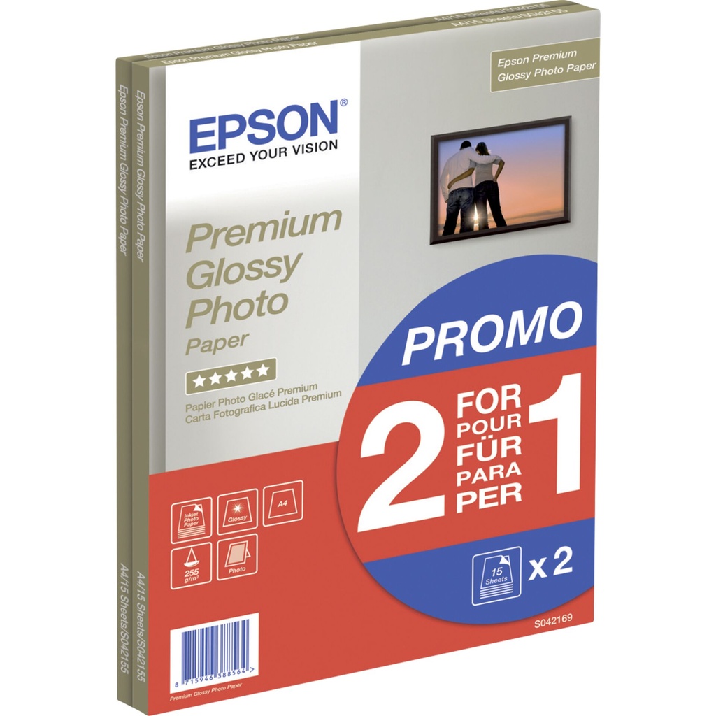 Epson Premium Glossy Photo Paper A 4, 2x 15 Sh., 255 g   S 042169