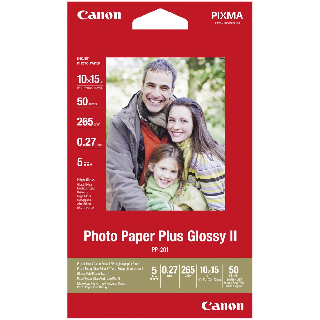 Canon PP-201 10x15 cm, 50 Sheet Photo Paper Plus Glossy II 265 g