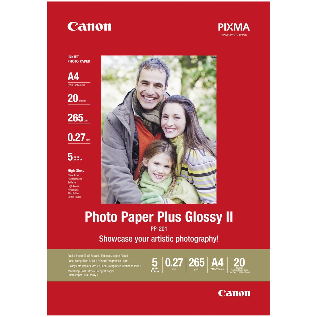 Canon PP-201 A 4 20 Sheets 265 g Photo Paper Plus Glossy II