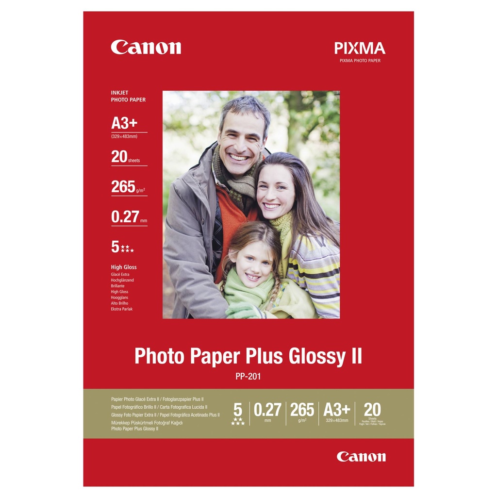 Canon PP-201 A 3+ 20 Sheet 265 g Photo Paper Plus Glossy II