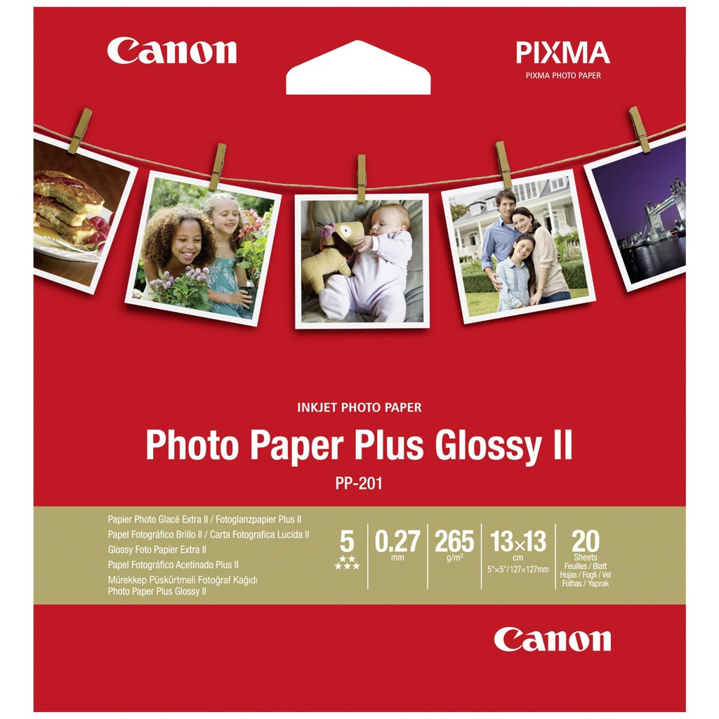 Canon PP-201 13x13 cm 20 Sheets Photo Paper Plus Glossy II 265 g