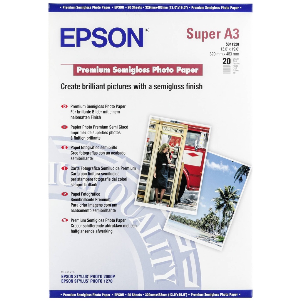 Epson Premium Semigloss Photo A3+, 20 Sheet, 251g   S041328
