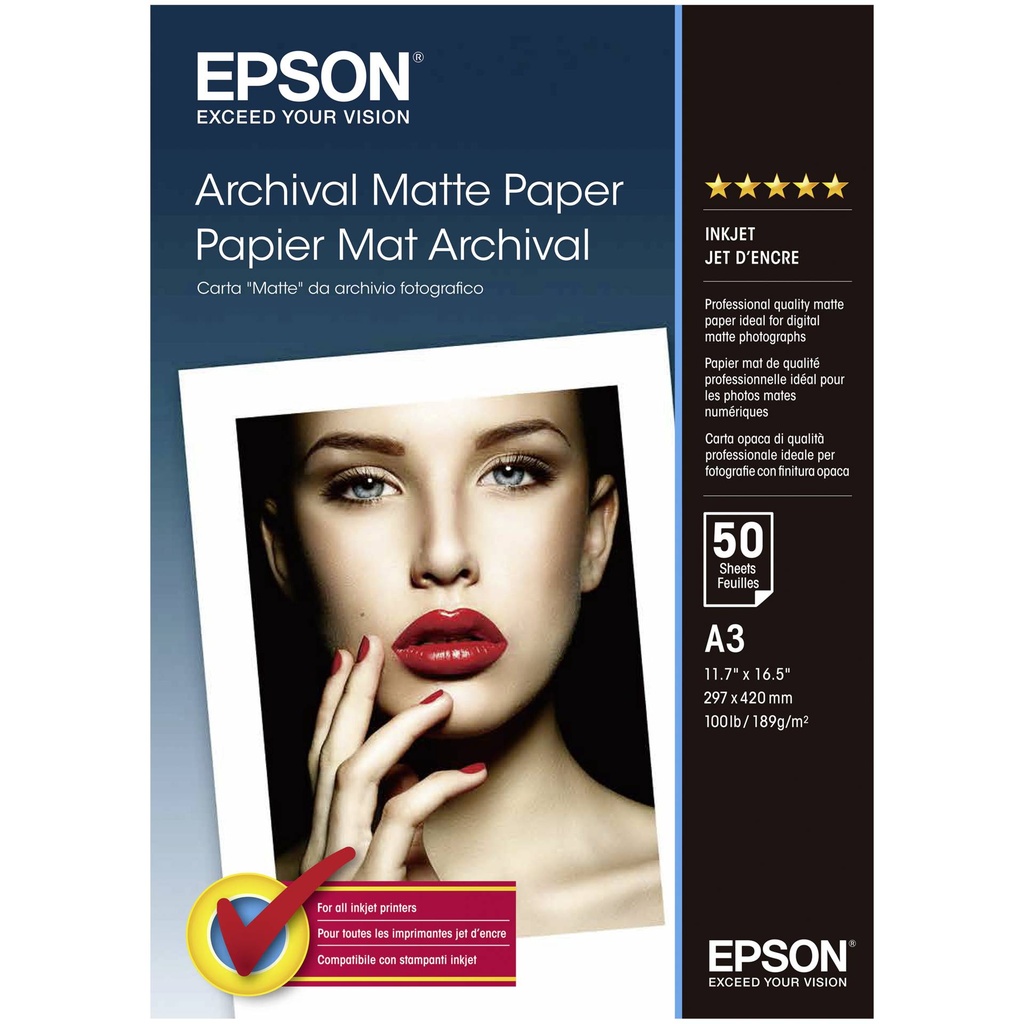 Epson Archival Matte Paper A 3, 50 Sheet, 189 g    S 041344