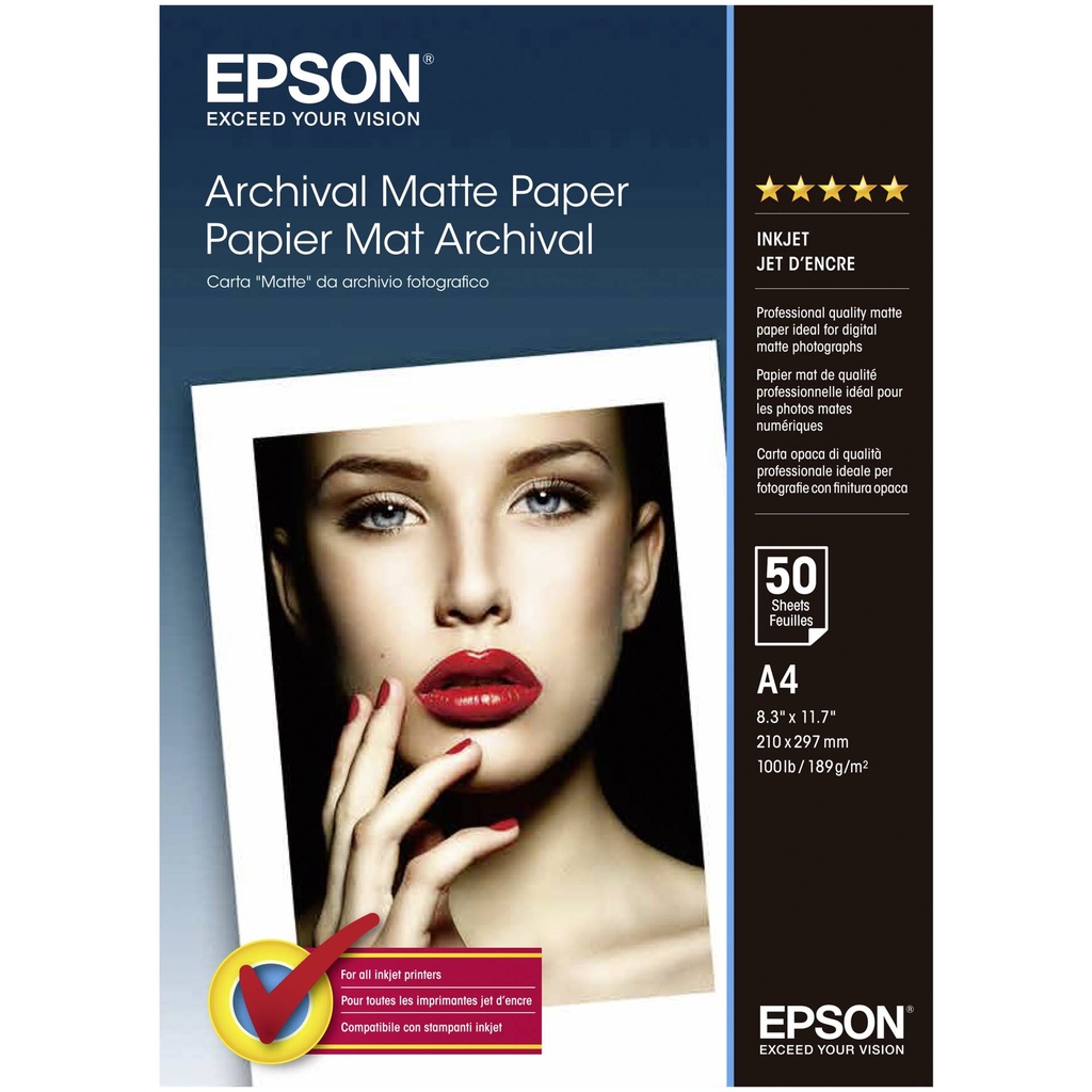 Epson Archival Matte Paper A 4, 50 Sheet, 189 g    S 041342