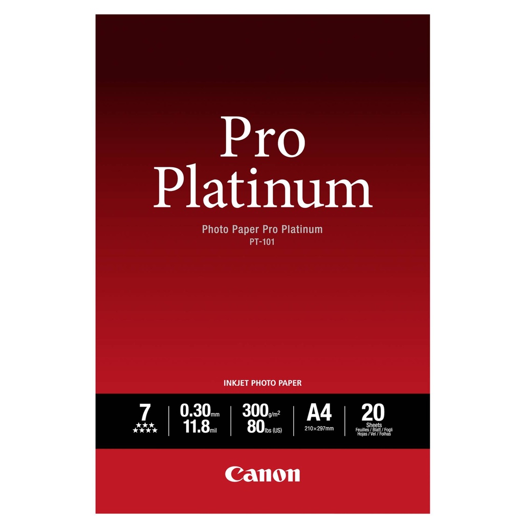 Canon PT-101 A 4, 20 sheet Photo Paper Pro Platinum   300 g
