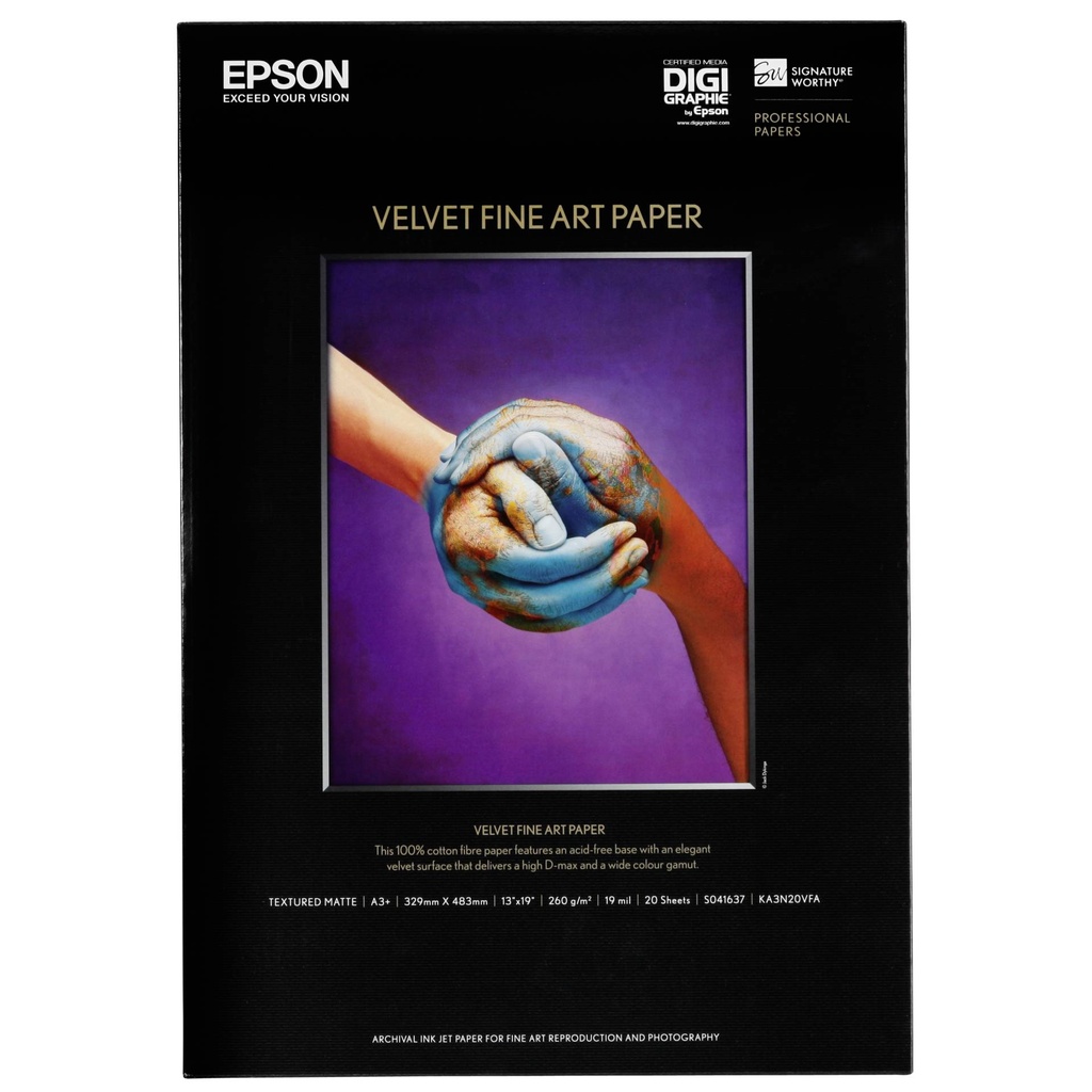 Epson Velvet Fine Art Paper A 3+ 20 Sheet, 260 g         S 041637