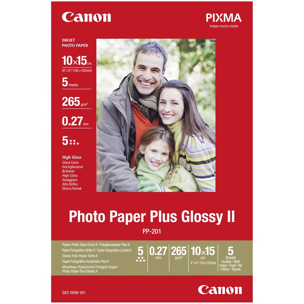 Canon PP-201 10x15 cm, 5 Sheets Photo Paper Plus Glossy II 265 g