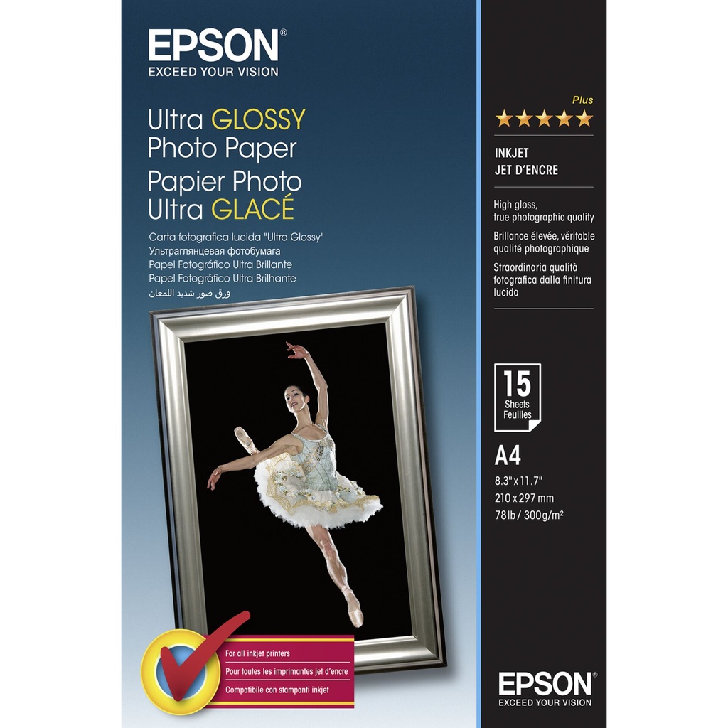 Epson Ultra Glossy Photo Paper A4, 15 Sheet, 300g    S041927