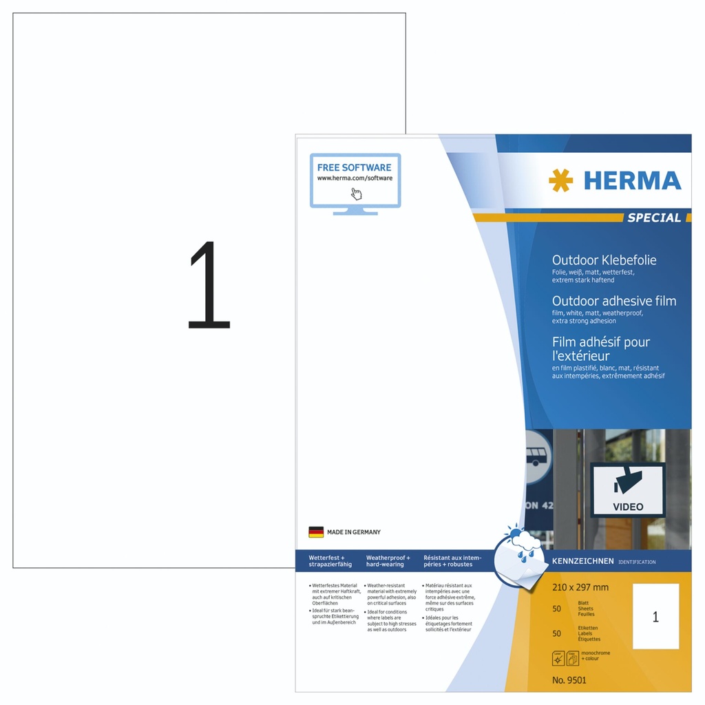 Herma Outdoor Adhesive Film 9501 210x297  50 sheets 50 pcs.