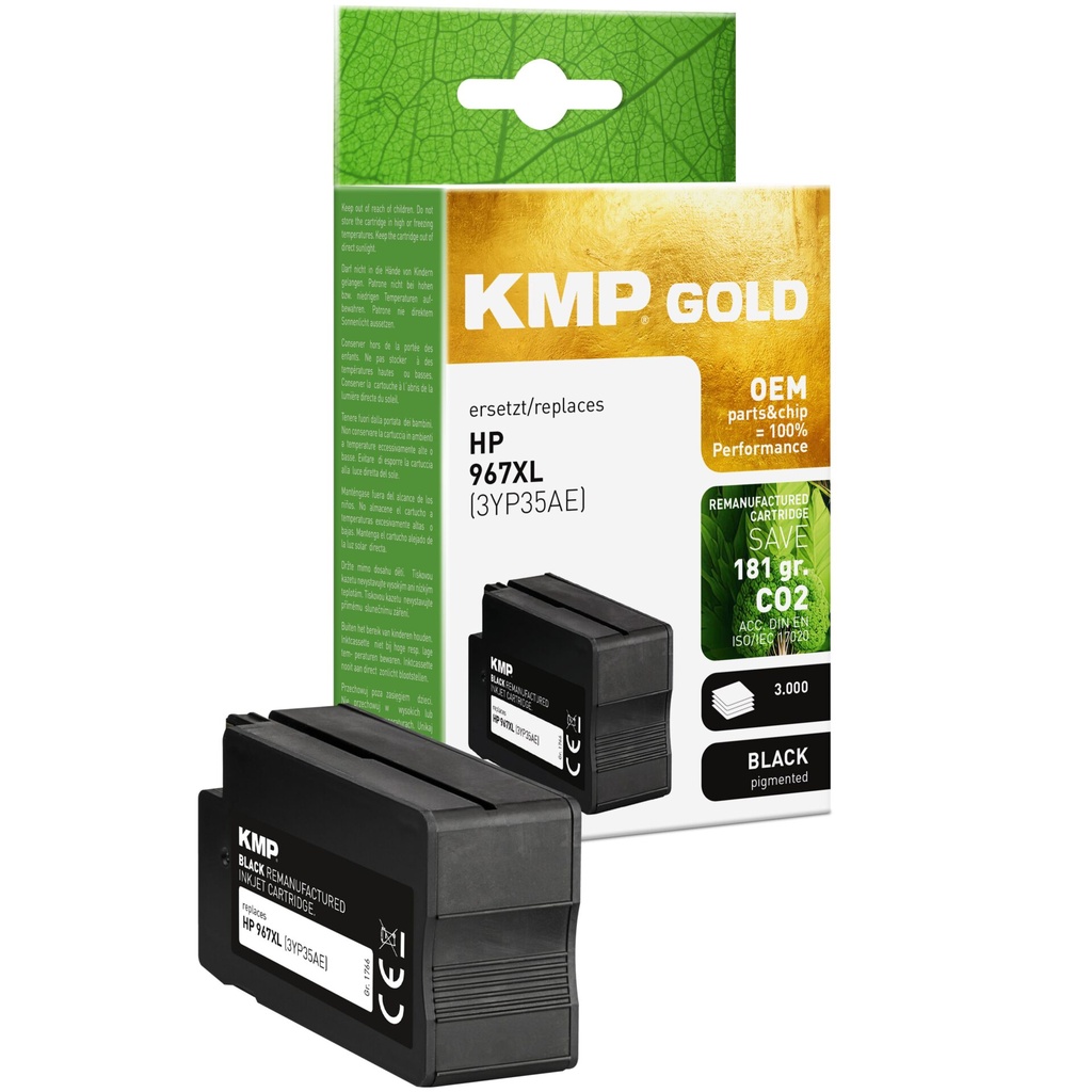 KMP ink cartridge black compatible w/ HP 3JA31AE 967 XL