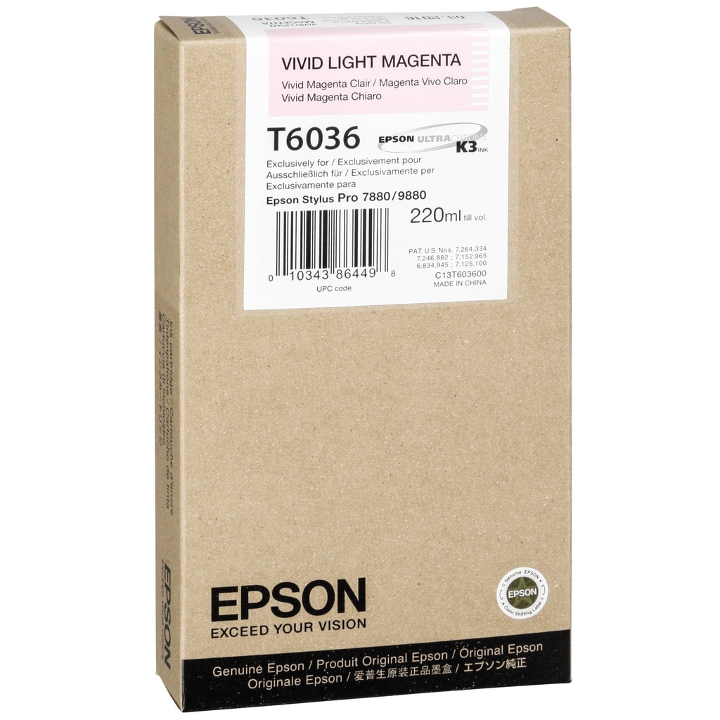 Epson ink cartridge vivid light magenta T 603  220 ml     T 6036