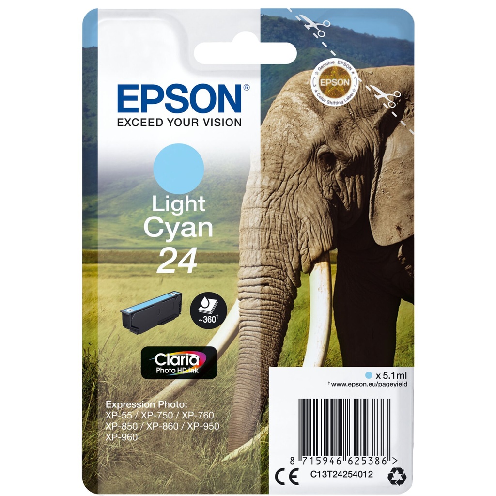 Epson ink cartridge light cyan Claria Photo HD T 242     T 2425