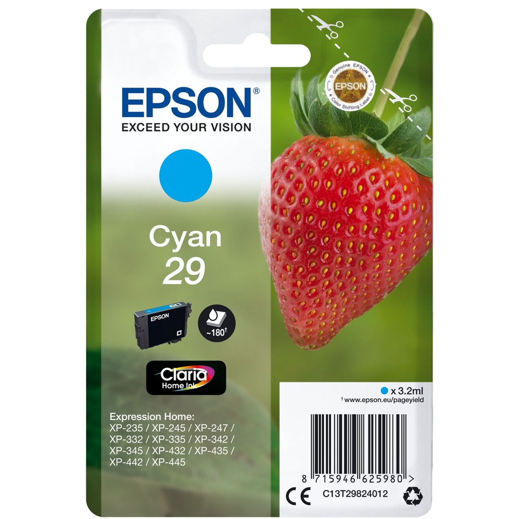 Epson ink cartridge cyan Claria Home 29            T 2982
