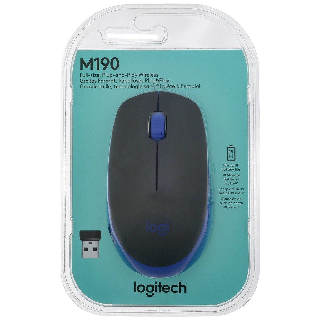 Logitech M190 blue cordless Mouse