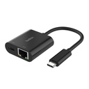 Belkin Connect USB-C Ethernet Adapter 100W PD black INC019btBK