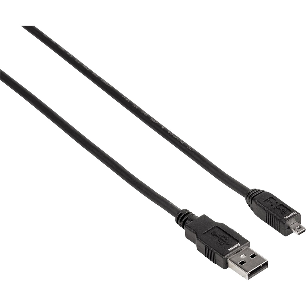 Hama USB 2.0 Cable B8 Pin USB A - mini USB B black 1,8 m