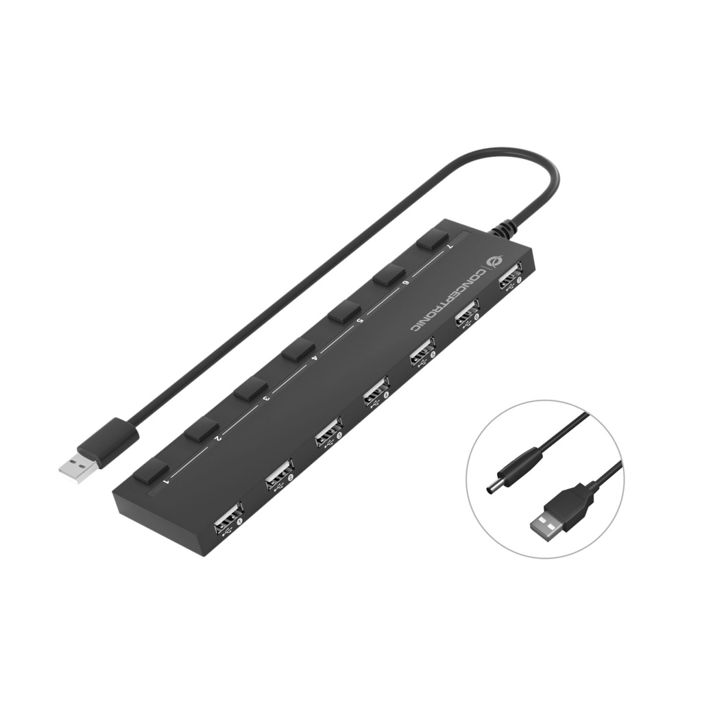 Conceptronic HUBBIES08B 7-Port-USB-2.0-Hub