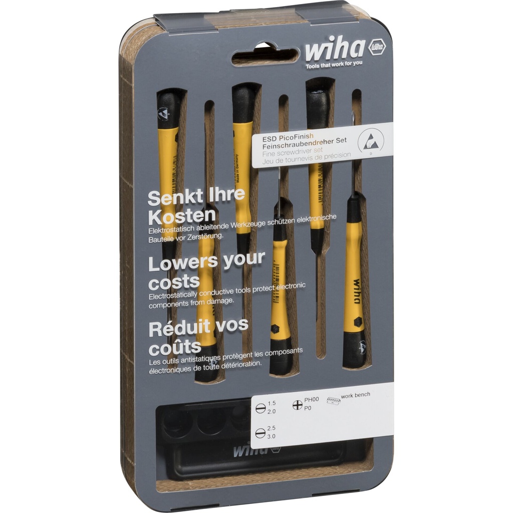 Wiha fine-blade screwdriver Set PicoFinish ESD