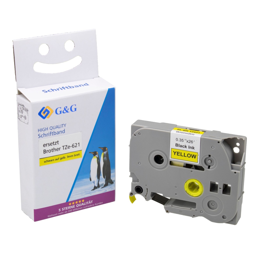 G&G Schriftband 9mm x 8m sw - gb Komp. m. Brother TZe-621