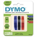 3x1 Dymo Embossing Labels Multi-Pack 9mm (red/blue/black)