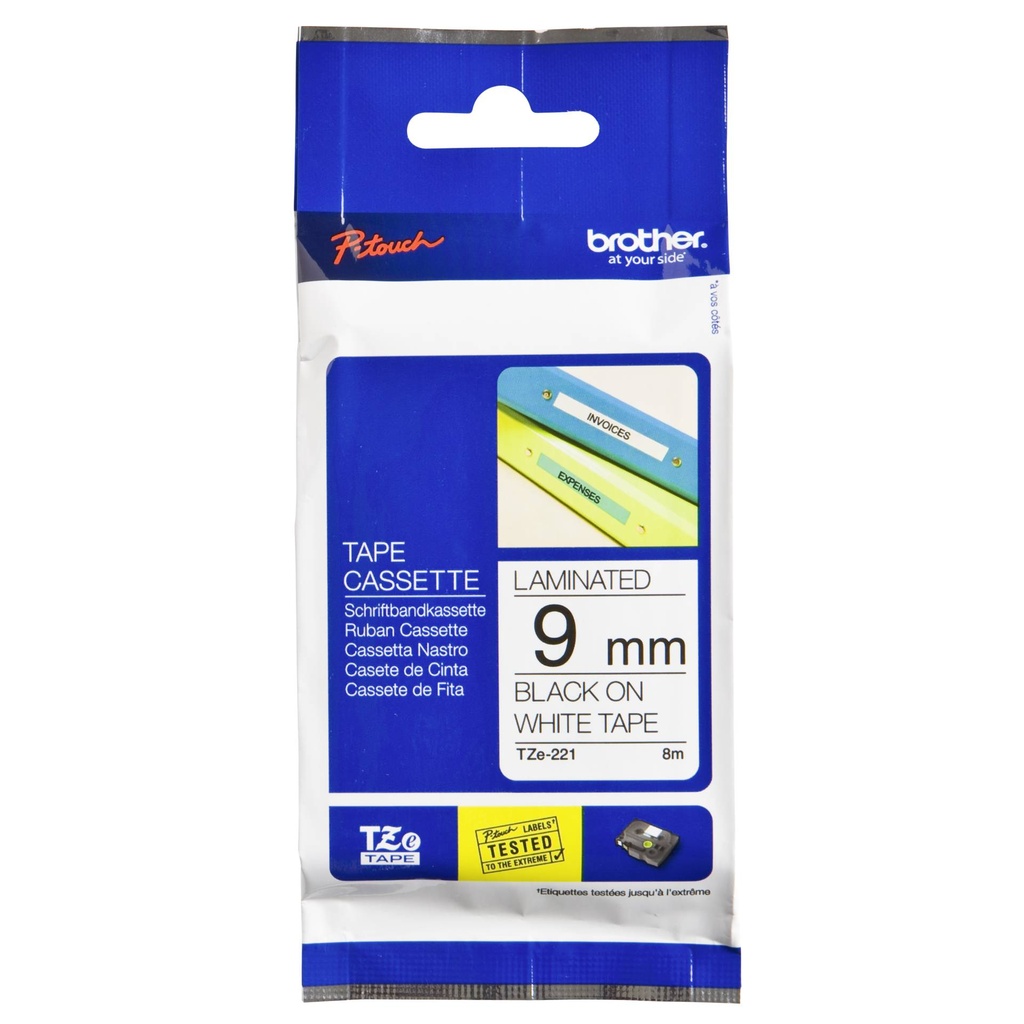 Brother labelling tape TZE-221 white/black   9 mm