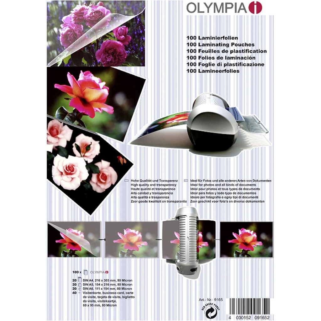 Olympia Laminating pouches Set