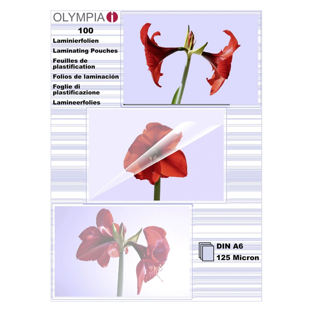 1x100 Olympia Laminating pouches DIN A6 125 micron           9178