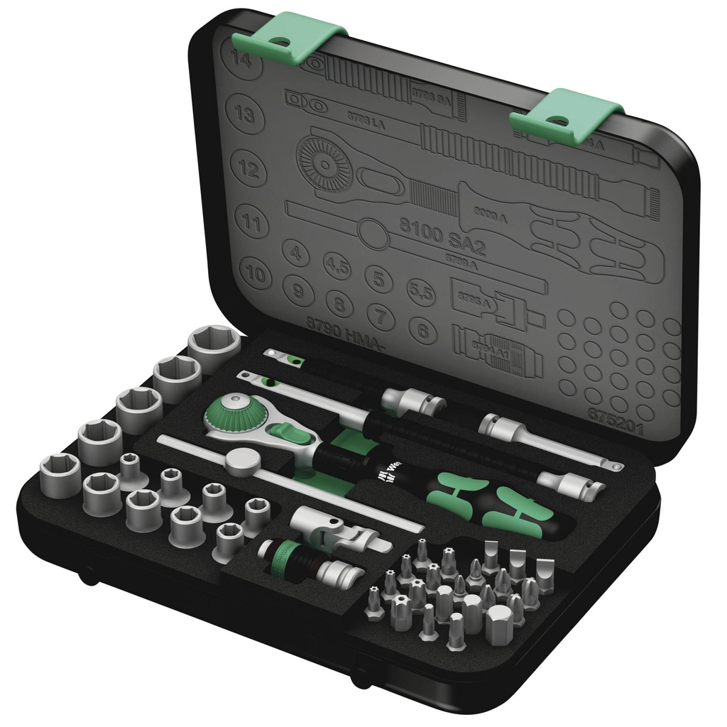 WERA 8100 SA 2 Zyklop Speed Ratched set 1/4  drive