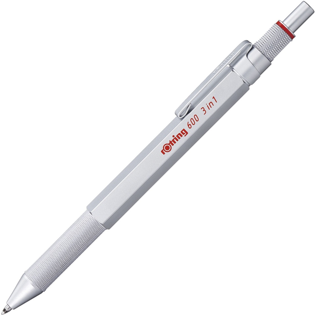 rotring 600 Multipen 3in1 silver Fine-lead Pen, Ball Pen blue/red