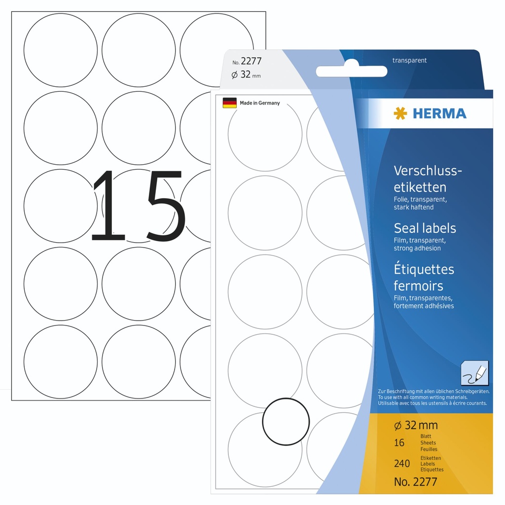 Herma Seal Labels transparent 32 16 Sheets 111x170 240 pcs. 2277