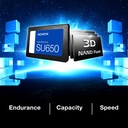 ADATA SATA SSD SU650       256GB SATA III 6.0 R/W 520/450