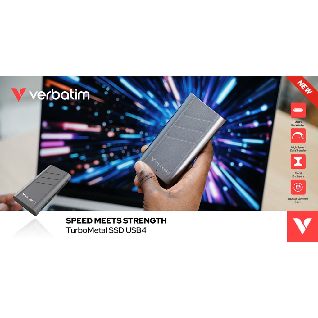 Verbatim TurboMetal SSD      1TB USB4 r/w 3700/3600 MB/s    32021