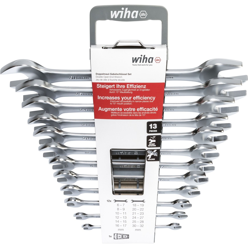 Wiha double open-end spanner set